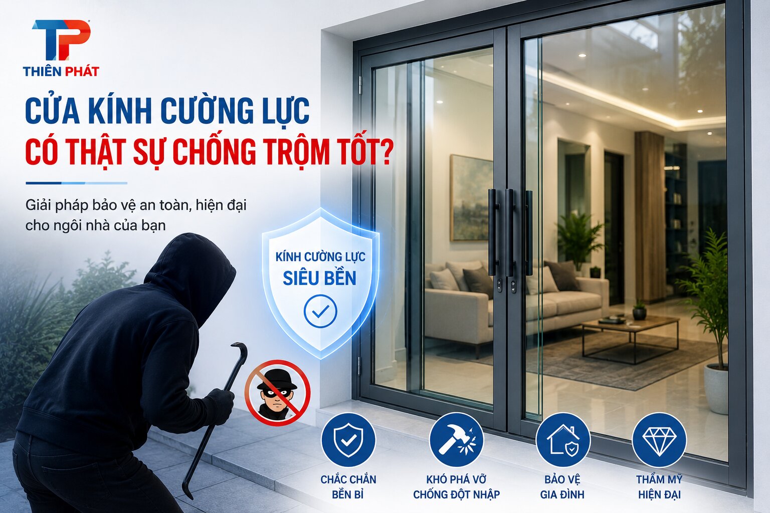 Cửa kính cường lực có thật sự chống trộm tốt không?