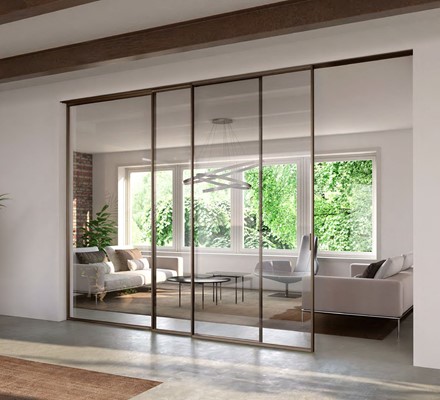 Bảng giá cửa slim nội thất lùa treo trên không ray dưới