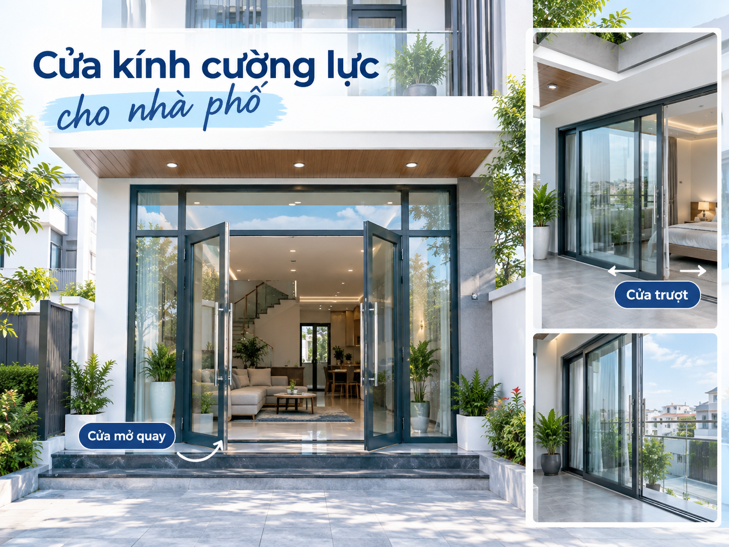 Cửa kính cường lực cho nhà phố: nên chọn kiểu nào?