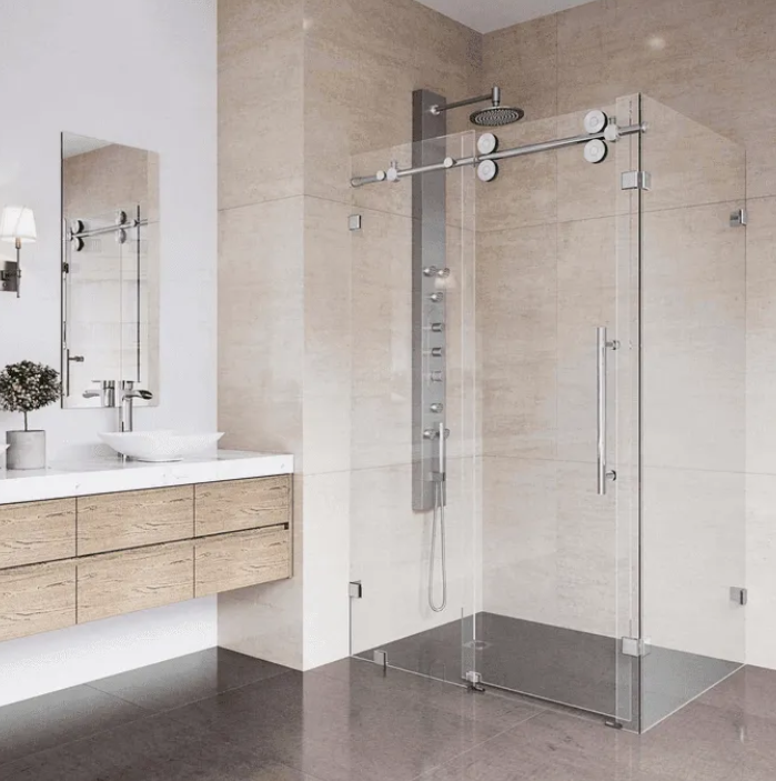 Mách bạn các loại vách kính phòng tắm cửa lùa thông dụng hiện nay
