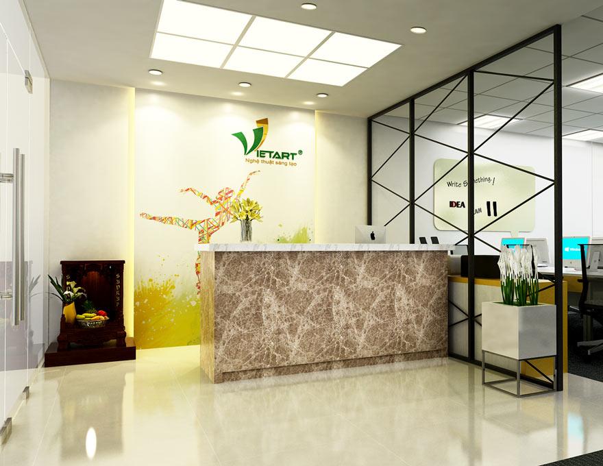 Thiết kế vách kính cường lực tại sảnh lễ tân tạo ấn tượng mạnh